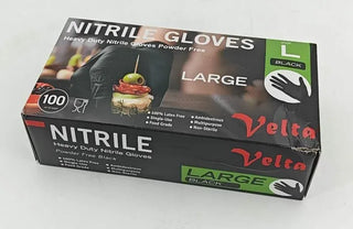 Velta Nitrile Black Gloves Large 100pcs