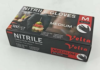 Velta Black Nitrile Gloves Medium 100pcs