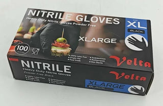 Velta Nitrile Black Gloves  XL 100pcs