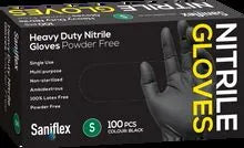 Saniflex' H/Duty Nitrile BLACK  Small Powder Free Gloves
