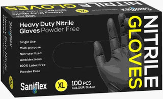 Saniflex' H/Duty Nitrile BLACK XL Powder Free Gloves