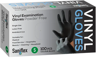 Saniflex Vinyl Black Powder Free Gloves Small  100s