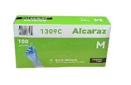 Alcaraz BLUE Vinyl Gloves Medium Powder Free