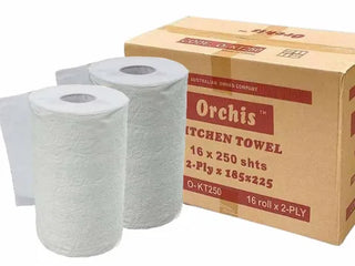 Orchis'  2-Ply Kitchen Towel Roll Perforated (185x225mm) (16Rolls/CTN) (250shts/Roll)
