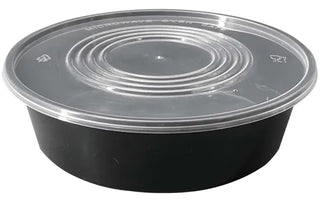 2500ml Round Containers & Lids Black (90 Sets/CTN)