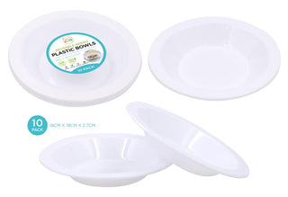 10PK Reusable Series Plastic Round Bowls - 18CM x 2.7CM
