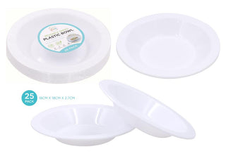25PK Reusable Series Plastic Round Bowls - 18CM x 2.7CM
