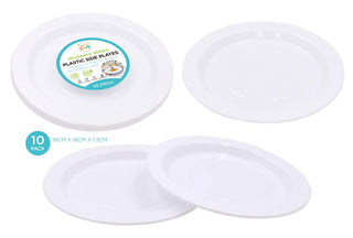 10PK Reusable Series Plastic Round Side Plates - 18CM x 1.3CM