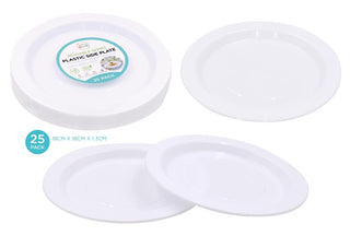 25PK Reusable Series Plastic Round Side Plates - 18CM x 1.3CM