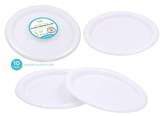 10PK Reusable Series Plastic Round Plates - 25.5CM x 2CM