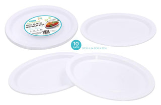 10PK Reusable Series Plastic Large Oval Plates - 31CM x 24.5CM x 2CM