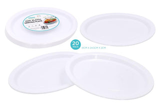 20PK Reusable Series Plastic Large Oval Plates - 31CM x 24.5CM x 2CM