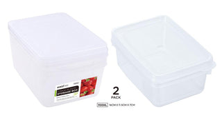 2PK Plastic Containers W/ Lids - 900ML